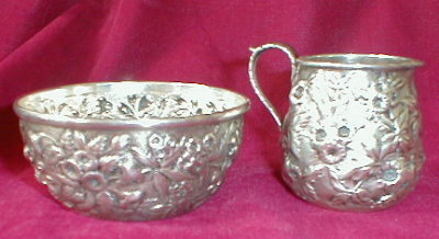 KIRK Repousse CREAMER & Sugar - 11 oz SILVER -