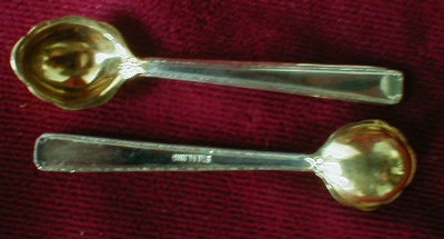 STERLING Salt Dip SPOONS Gold BOWLS -Set of 4 -