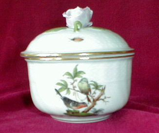 HEREND Rothschild BIRD Covered BOWL -Antique -