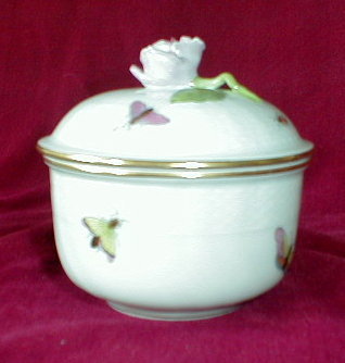 HEREND Rothschild BIRD Covered BOWL -Antique -