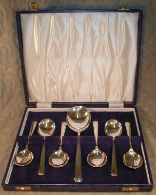 SHEFFIELD Trifle SPOONS & Server S.P. BOXED Set