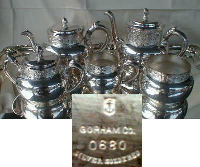 GORHAM Tea SET Silver PLATE 5 pieces -ANTIQUE -