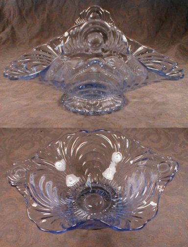 CAPRICE Blue FOOTED Candy (2) Dishes Tab HANDLE