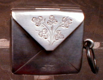 STERLING Chatelaine STAMP Purse - ANTIQUE -