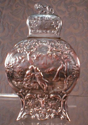 Repousse TEA Caddy LION Finial SP - ANTIQUE -