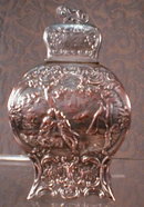 Repousse TEA Caddy LION Finial SP - ANTIQUE -