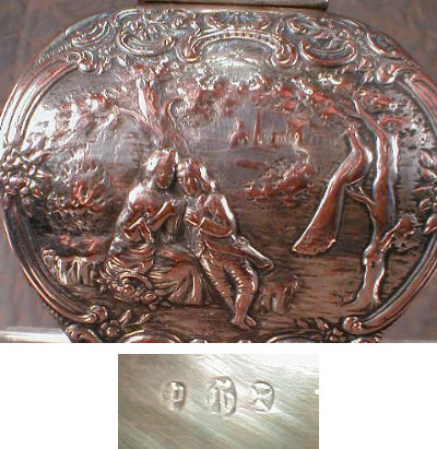 Repousse TEA Caddy LION Finial SP - ANTIQUE -
