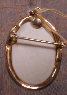 Hard STONE Cameo PIN High Relief 14k Gold -