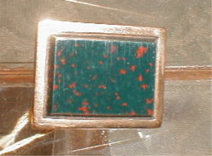GREEN BloodSTONE Stud BUTTON 14K - ANTIQUE -