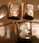 Cameo CUFFlinks SET Silver MOP - ANTIQUE -