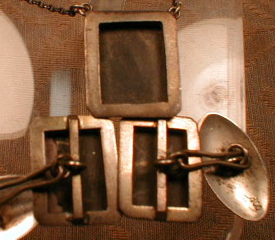 Cameo CUFFlinks SET Silver MOP - ANTIQUE -