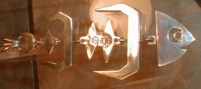 SILVER Fish BONE Pendant TAXCO Mexico Signed MM