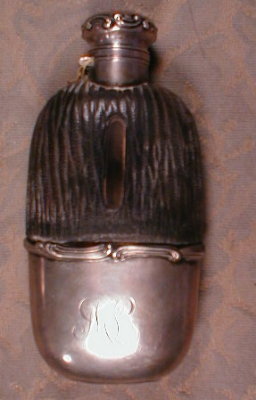 GORHAM Sterling FLASK Leather - ANTIQUE -