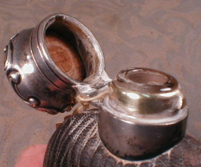 GORHAM Sterling FLASK Leather - ANTIQUE -