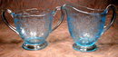 Fostoria VERSAILLES Blue Cream & Sugar -SET-