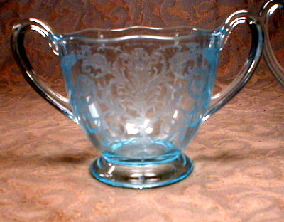 Fostoria VERSAILLES Blue Cream & Sugar -SET-