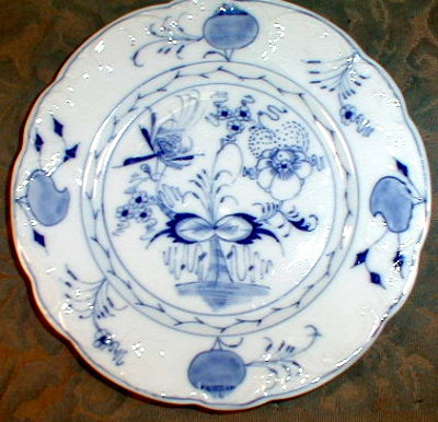 Blue ONION Hand PAINTED Plates (6) ~ANTIQUE~