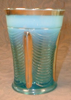 NORTHwood DRAPERY Tumbler BLUE Gold TRIM -RARE-