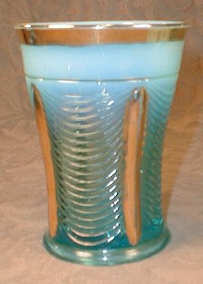 NORTHwood DRAPERY Tumbler BLUE Gold TRIM -RARE-