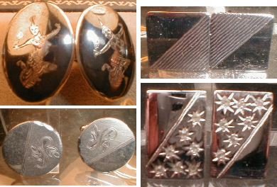STERLING Silver CUFFlinks -4- pairs VINTAGE -