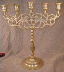 BRASS Candelabra SABBATH Menorah 5 Lites