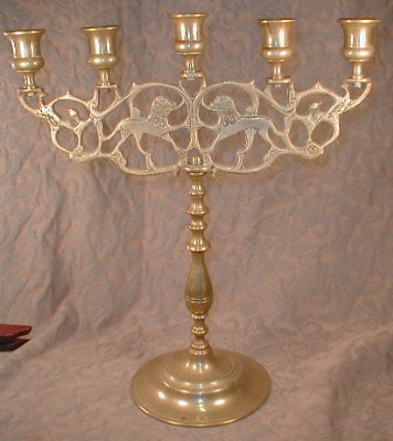 BRASS Candelabra SABBATH Menorah 5 Lites