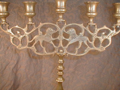 BRASS Candelabra SABBATH Menorah 5 Lites