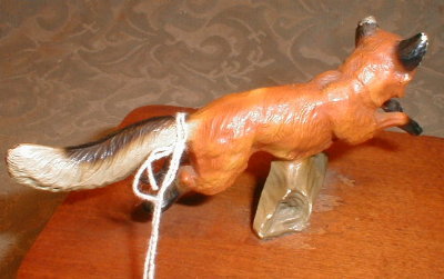 FOX Figurine MOUNTED on Glass BOX Lid ANTIQUE