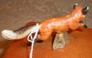 FOX Figurine MOUNTED on Glass BOX Lid ANTIQUE