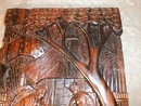 CARVED Rosewood PANEL Cock FIGHT -