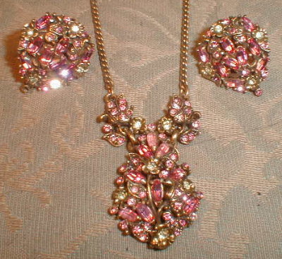 HOLLYCRAFT Necklace EARRINGS Set 1950 -VINTAGE-