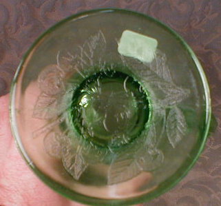 CHERRY Blossom PITCHER Footed GREEN Jeannette-