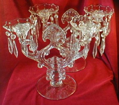 Elegant GLASS CandleSTICKS Prisms - LARGE Pair -