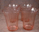 Pink FRUIT Tumblers -4- Hazel ATLAS Depression-