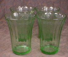 Green FRUIT Tumblers -7- Hazel ATLAS Dep. GLASS