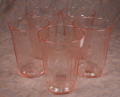 Pink PRINCESS Tumblers -5- Hocking -VINTAGE-