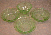 GREEN Cherry BLOSSOM Bowls -4- Berry & Sherbet-