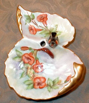 BiRD Pin DISH Hand Painted TRUMPET Vine UNIQUE