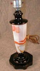SLAG Glass LAMP Orange WHITE Black - ANTIQUE -