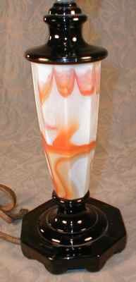 SLAG Glass LAMP Orange WHITE Black - ANTIQUE -