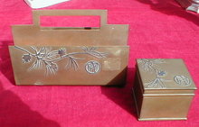 HEINTZ InkWELL Letter RACK -Sterling on Bronze-