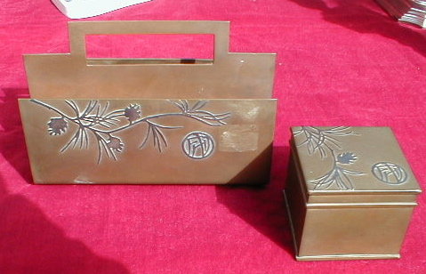 HEINTZ InkWELL Letter RACK -Sterling on Bronze-