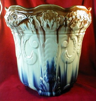 Antique MAJOLICA Jadiniere - LARGE Planter -