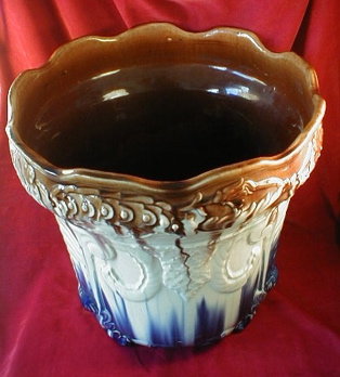 Antique MAJOLICA Jadiniere - LARGE Planter -