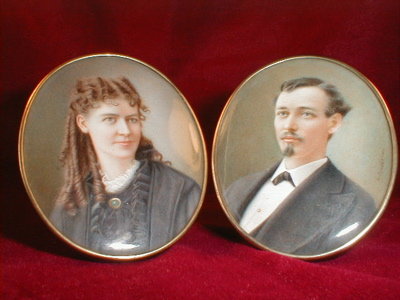 Portrait MINIATURES Prosdocimi COUPLE -Antique-