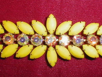 WEISS Yellow RHINEstone BRACELET - VINTAGE -