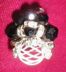 VENDOME Earrings BLACK & Rhinestones -VINTAGE-