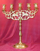BRASS Candelabra SABBATH Menorah 5 Lites LIONS
