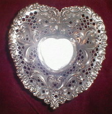 GORHAM Sterling HEART Shape DISH - Antique -