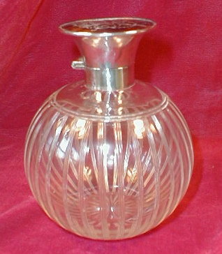 DECO Crystal PERFUME Bottle SILVER Top - ANTIQUE -